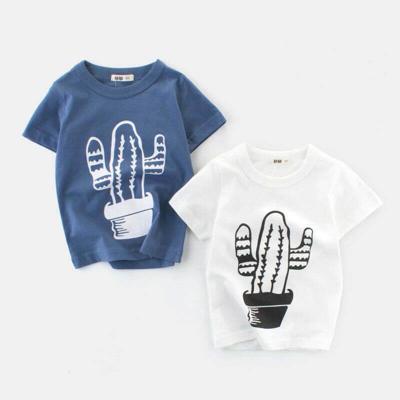 Kinderen Zomer Kleding 1-10T Jongen Top Korte Mouwen Cartoon Leuke Cactus Patroon Wilde Mode Top Baby Kids kleding