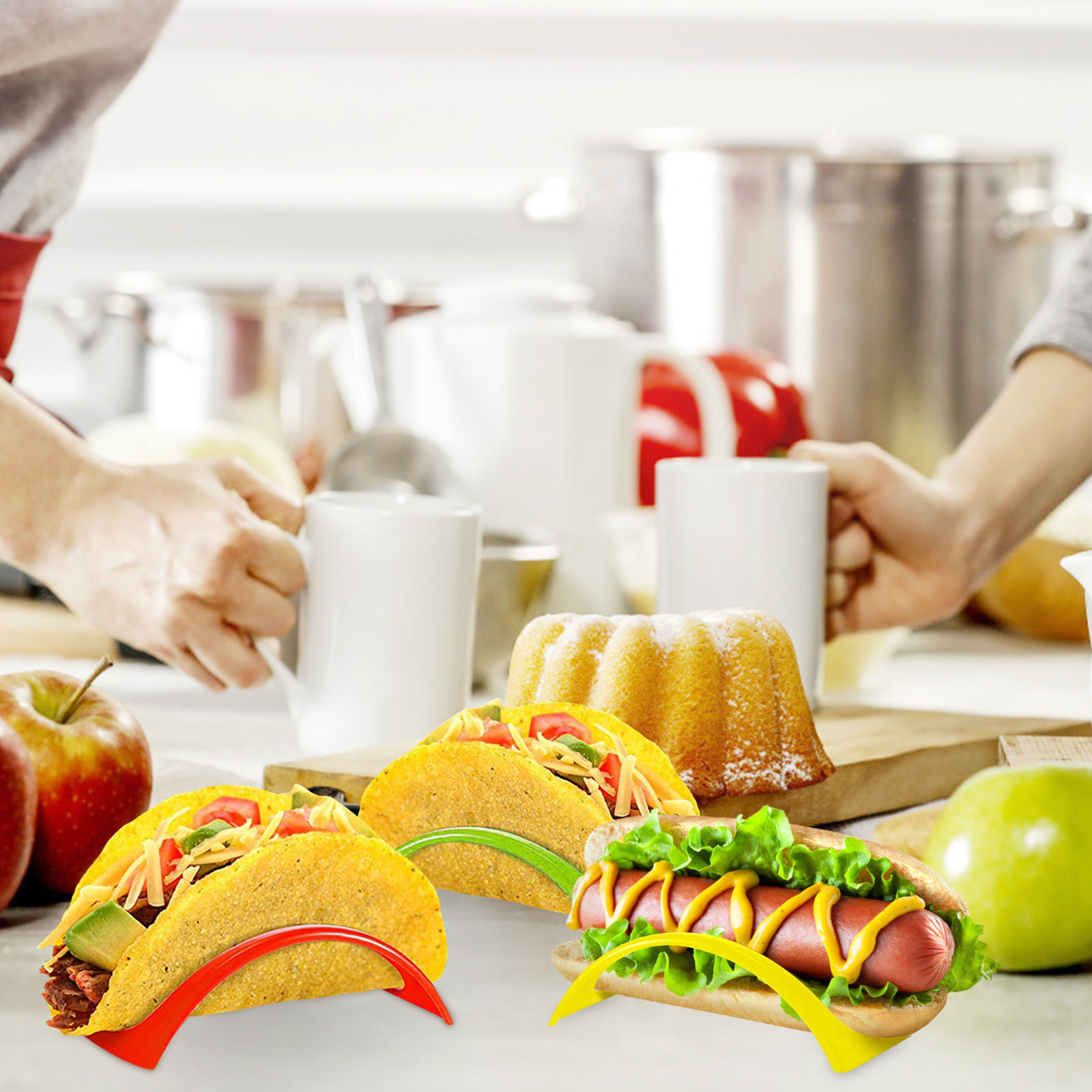 6 st färgglad plast tacoskal tortillahållare tacohållare tallrikskydd mathållare för kökstacos sanitetskomal