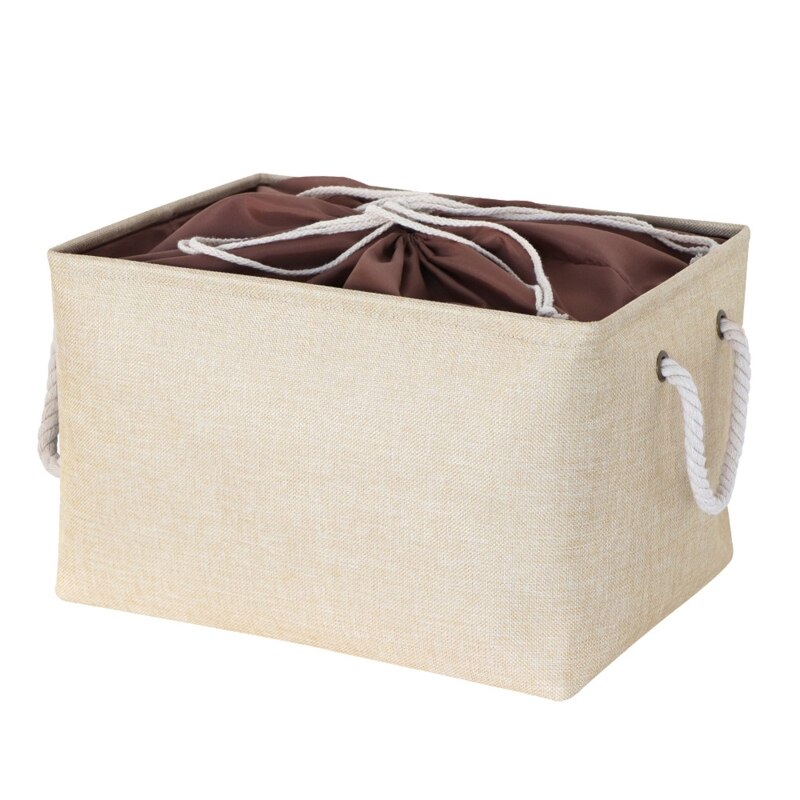 Folding Storage Basket Foldable Linen Storage Box Bins Drawstring Organizer Clothes Laundry Closet Toys Organize Holder