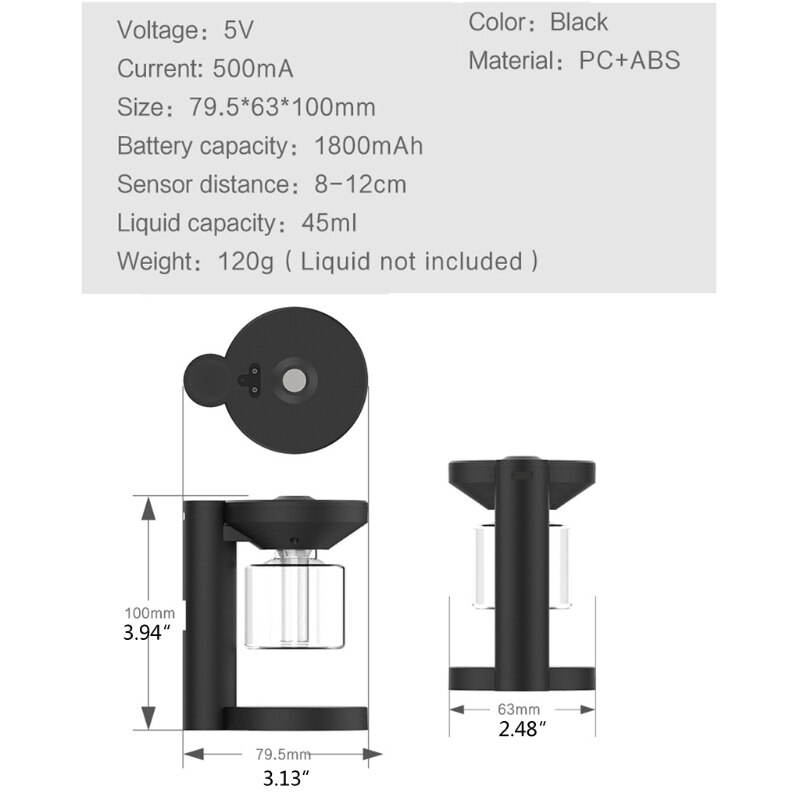45ml Alcohol Spray Hospital Hand Sanitizer Machine Soap Dispenser Automatic Touchless Touch Free Smart Soap Dispenser