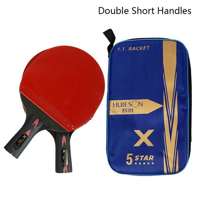 Conjunto de raqueta de tenis de mesa de carbono de 5 estrellas mejorado 2 uds, palo de Paddle de Ping Pong ligero y potente con buen Control: Amarillo