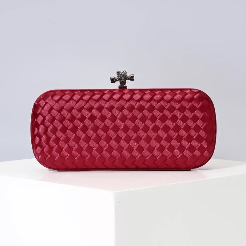 Bolsa de maquillaje de seda europea y americana tejida a mano para mujer, bolsa de maquillaje de mano para mujer, a través de la sencilla bolsa de maquillaje para Cena: L6