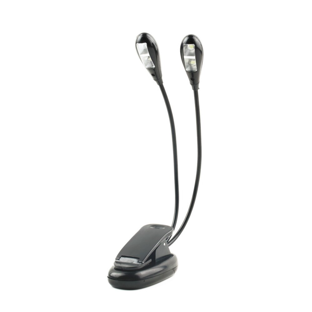 Icoco justerbare svanehalse 2 dobbelte fleksible arme 4 led clip-on lys lampe bordlampe bordlampe til klaver nodestand bog