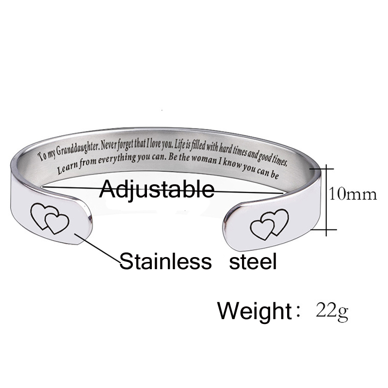 Inspirational Bracelets for Women Motivational Cuff Bangle Mantra Jewelry Birthday for Teenage Girl Granddaughter