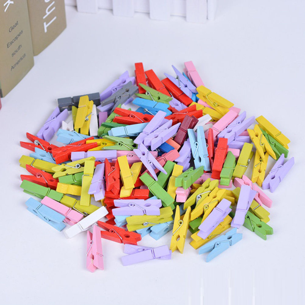 Mini pinces à ressort en bois 25/35mm, 50 pièces, épingle à linge, tige en papier Photo, décoration artisanale, fête et maison, 50 pièces