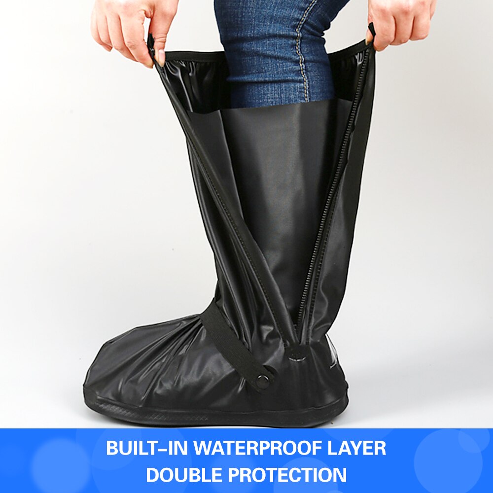 Waterproof Shoe Covers Outdoor Zipper Water Resistant Shoes Rainy Boots Covers PVC Folding Anti-Slip Cycling Overshoes Cover