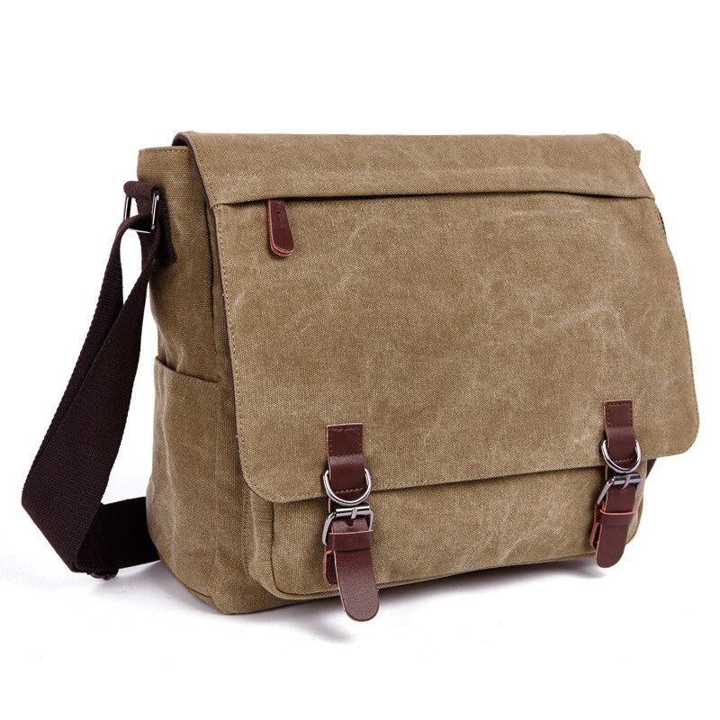 Mannen messenger bags bolsa masculina reisschoudertassen draagbare ordenadores canvas aktetas chapeu masculino: Khaki