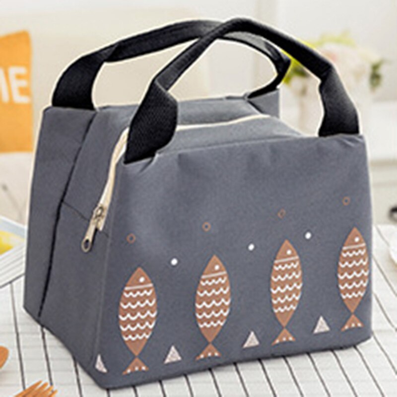 Bolsas de aislamiento para alimentos de bebé, calentador portátil con patrón de pescado, impermeable, con cremallera, bolso térmico CL5289: Deep Gray