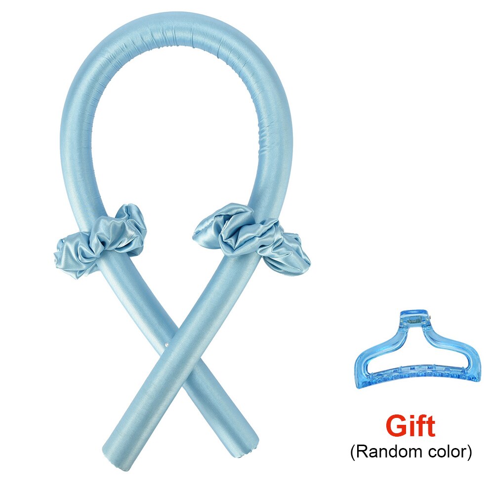 Hair Curlers Rollers with Clip Diy Magic Hair Curler Spiral Soft Wave Foam Hair Curler No Heat Curls Ribbon Heatless Hair Curls: Blue