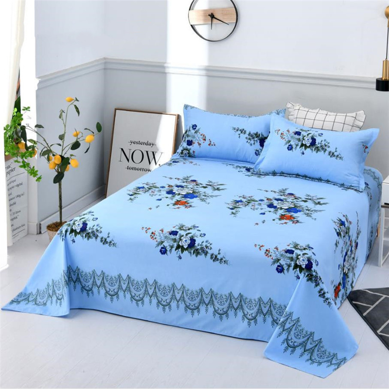 Nostalgische Stijl Laken Dunne Textiel Slaapkamer Beddengoed Met 2 Stuks Kussensloop Enkele Dubbele Grote Size King Queen Bed Cover f0501: Blauw / 300x230cm