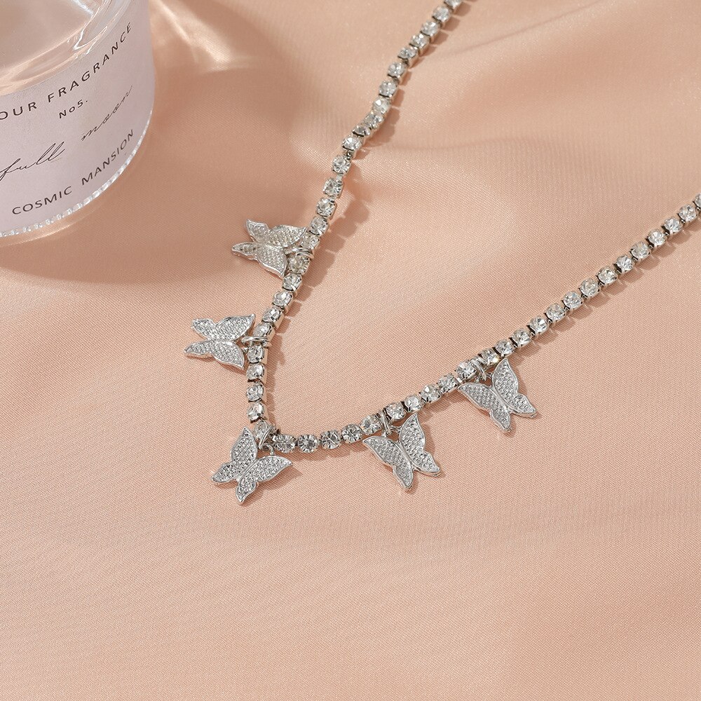 Schattige Kleine Vlinder Charm Enkelband Foot Sieraden Voor Vrouwen Hip Hop Cubaanse Link Chain Iced Out Enkelbandje Vlinder Sieraden