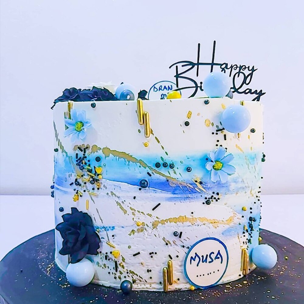 20pcs Golden Ball Cake Topper Happy Birthday Baby Baptism Cake Decoration Diy Cupcake Wedding Party Decoration Supplies