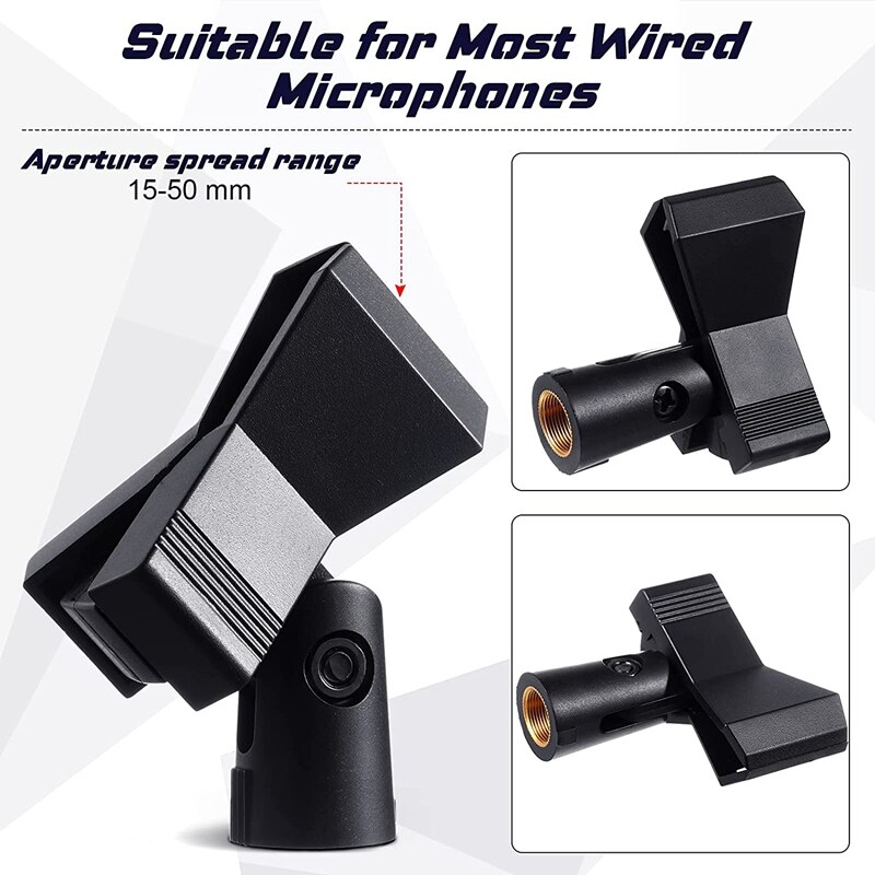 4Pieces Microphone Clip Holder with 4 Adapters,Adjustable Mic Holder Clamp with 5/8 Inch Male to 3/8 Inch Female Adapter