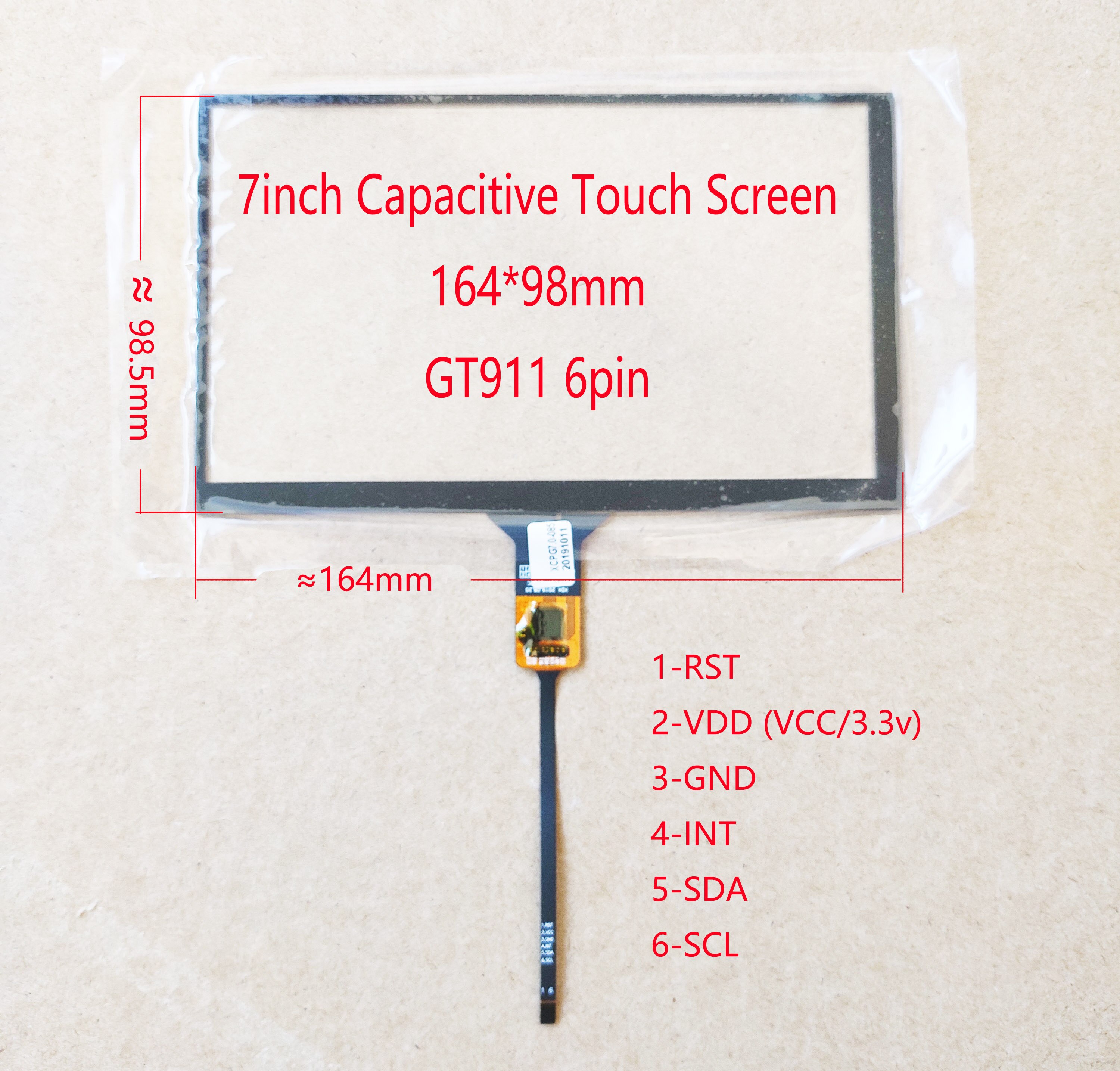 4,3/5/6.1/6.2/6.5/6.9/7/8/9/10. Panel táctil del Sensor de la pantalla táctil capacitiva de 1 pulgada, GT911 928 9271 615 Universal: 7 inch A