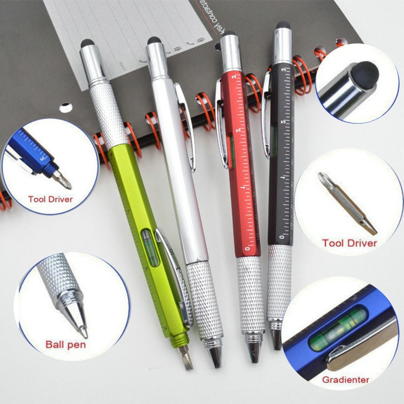 6 in 1 multifunktionsværktøj skruetrækker kuglepen berøringsskærm berørings kapacitiv telefon håndskrift kuglepen værktøjs pen