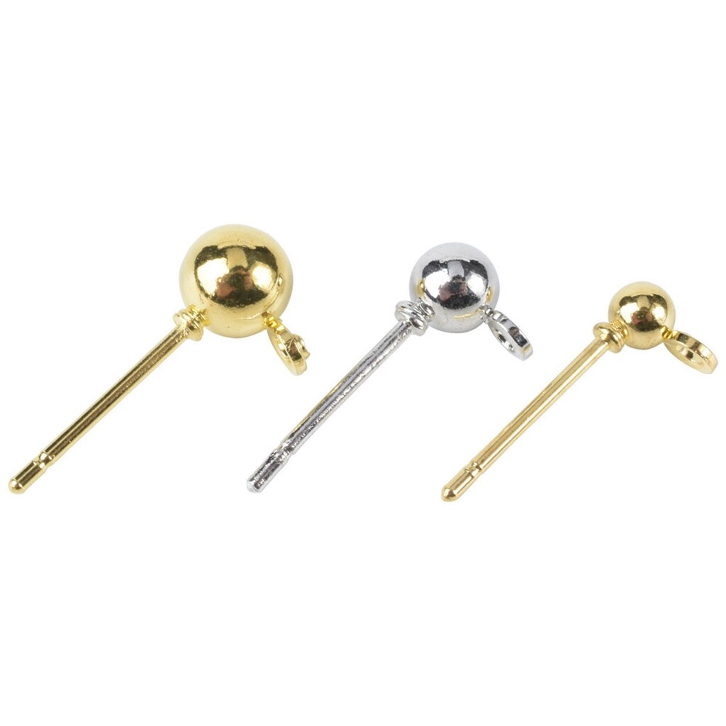 50 sztuk/partia 3 4 5 mm Ball paciorek głowy szpilki stadniny kolczyki igły akcesoria kolczyki podstawowe szpilki do tworzenia biżuterii dostaw