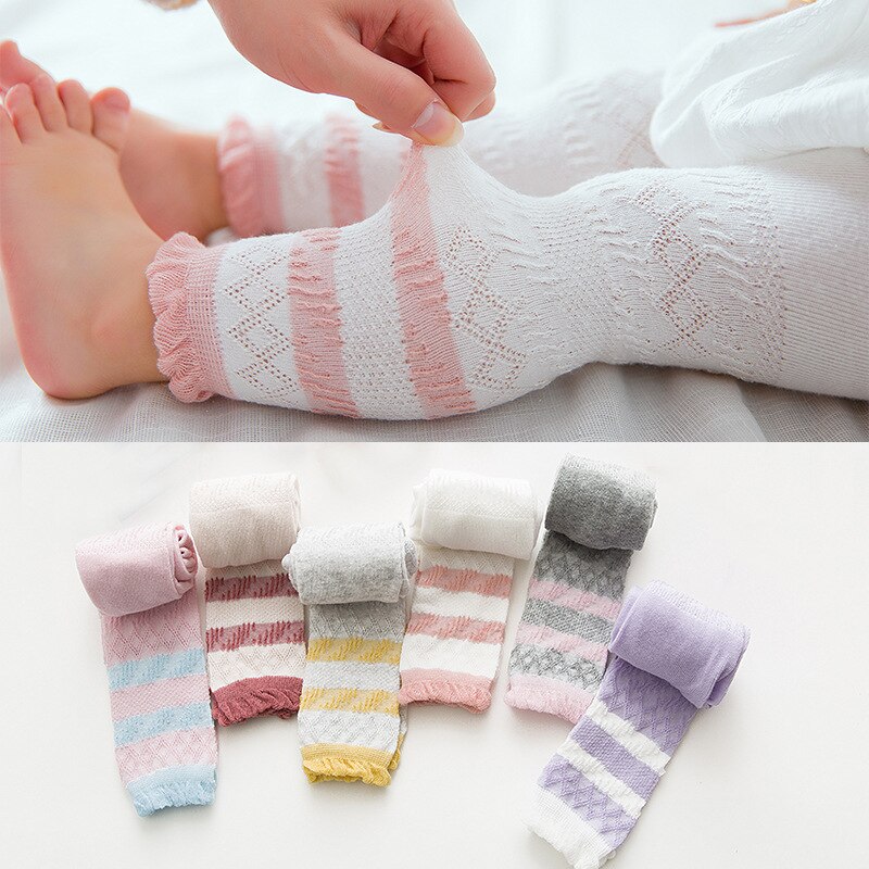 10pcs Mesh Breath Candy Color Baby Summer Tights Baby Toddler Kids Ribbed Stock Cotton Warm Pantyhose Solid Tight 0-5 years Girl