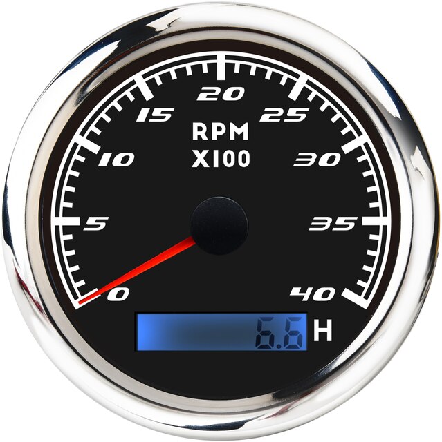 Compteur marin de Tacho de capteur de Tacho de bateau de voiture de 85mm avec le mètre de Tacho d'affichage à cristaux liquides 3000 4000 6000 8000 tours/min tachymètre 12V/24V avec le rétro-éclairage rouge: 4000RPM BS