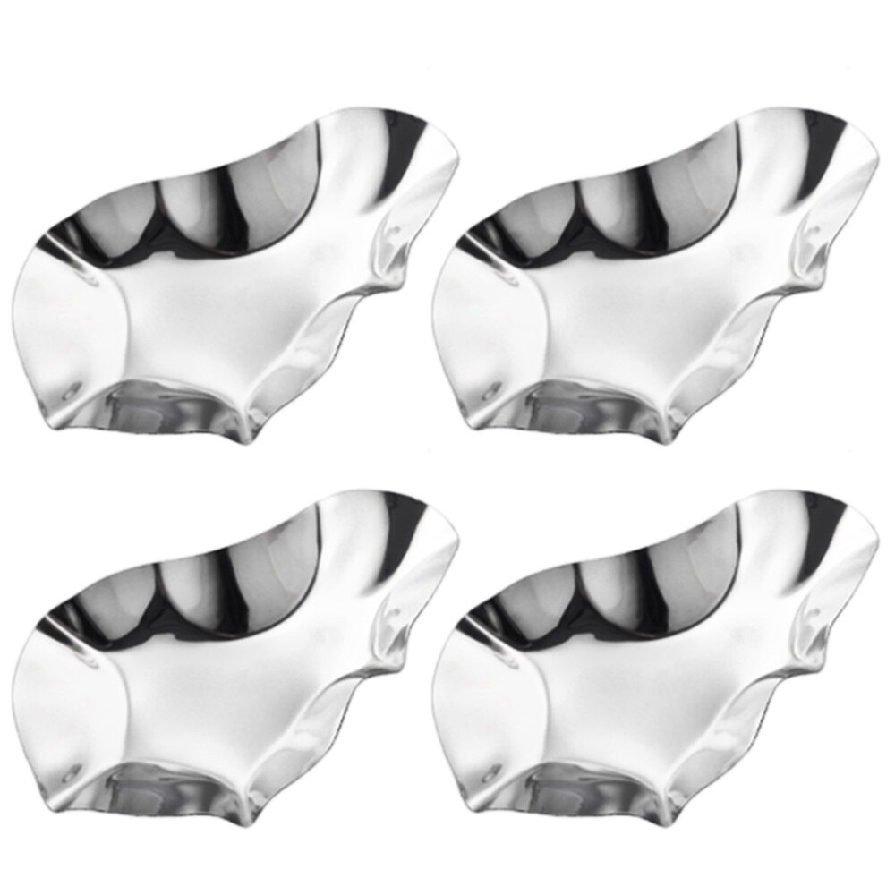 4 Pcs Unique Oyster Dishes Rust-proof Wear-resistant Sauce Dishes (Silver): Default Title