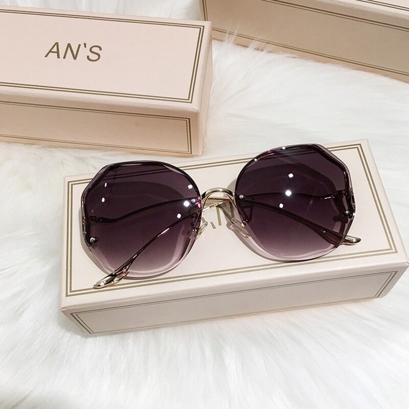 GISAEV-gafas de sol con degradado de té para mujer, anteojos de sol femeninos con corte de agua en el océano, patillas curvadas de Metal, UV400,