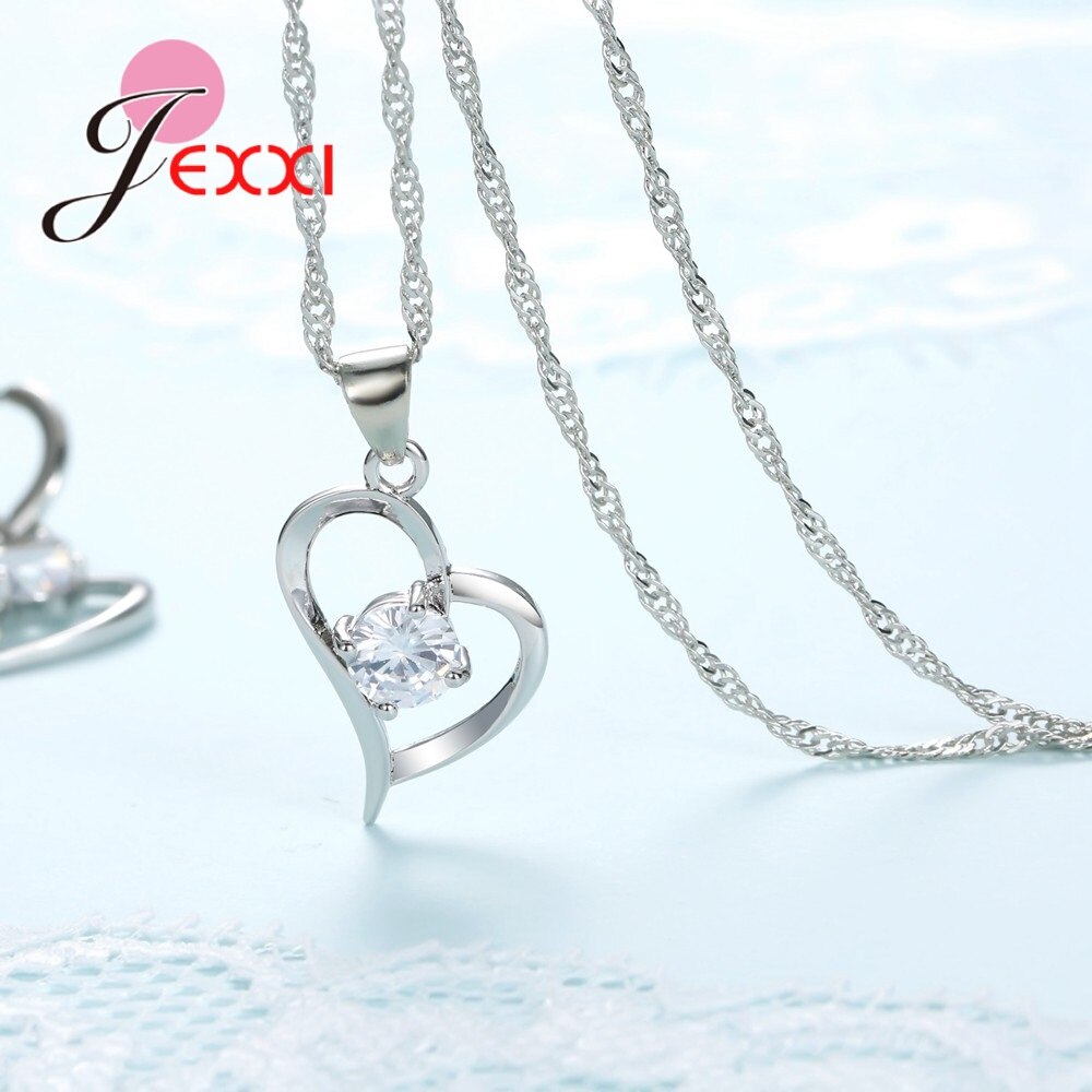 Set di gioielli da sposa in argento Sterling 925 romantico per le donne amore cuore pendenti vuoti collane orecchini per matrimonio