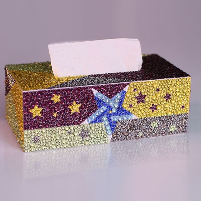 Forme spéciale diamant peinture bricolage rouleau boîte à mouchoirs stockage de bijoux lune étoile fleur point de croix artisanat