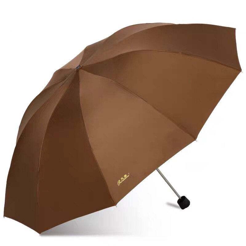 Sombrilla grande impermeable plegable negro con revestimiento Anti-UV mujeres hombres paraguas grandes: Marrón