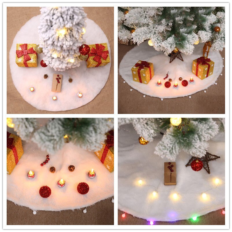 Juletræ nederdel hvid claus xmas runde stativ cover xmas fest dekor 60cm