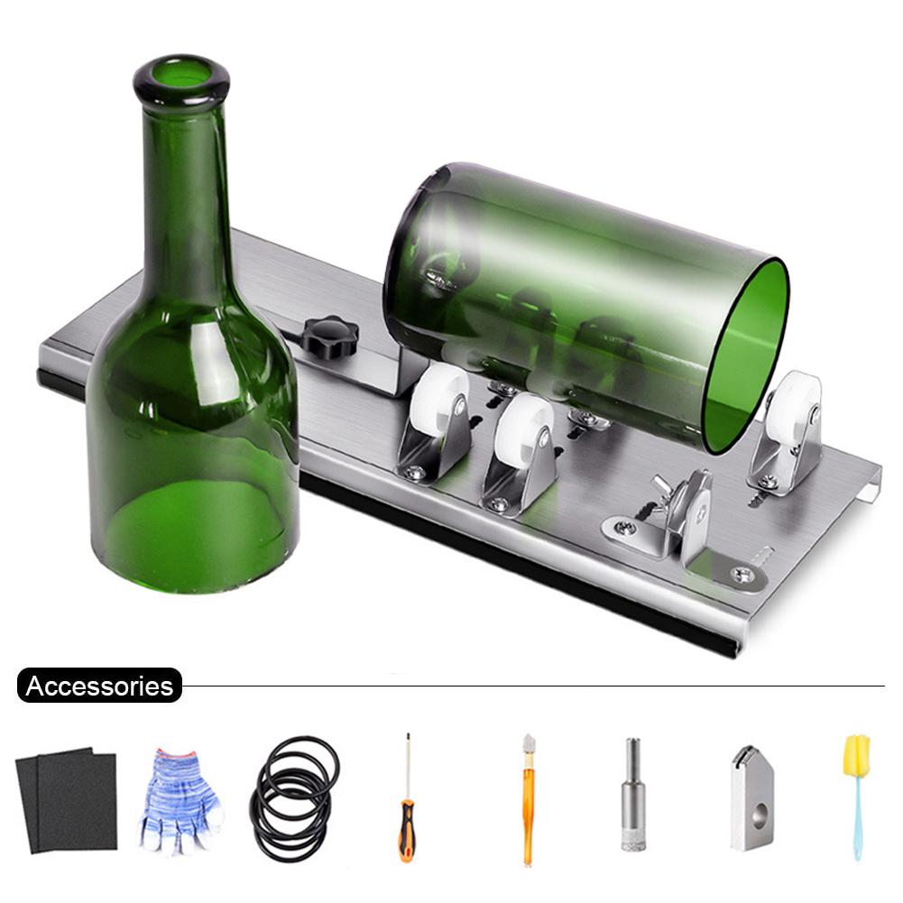 Glass Bottle Cutter DIY Machine For Cutting Wine Beer Whiskey Alcohol Champagne Craft Gloves Glasses Cutter Accessories Tool Kit