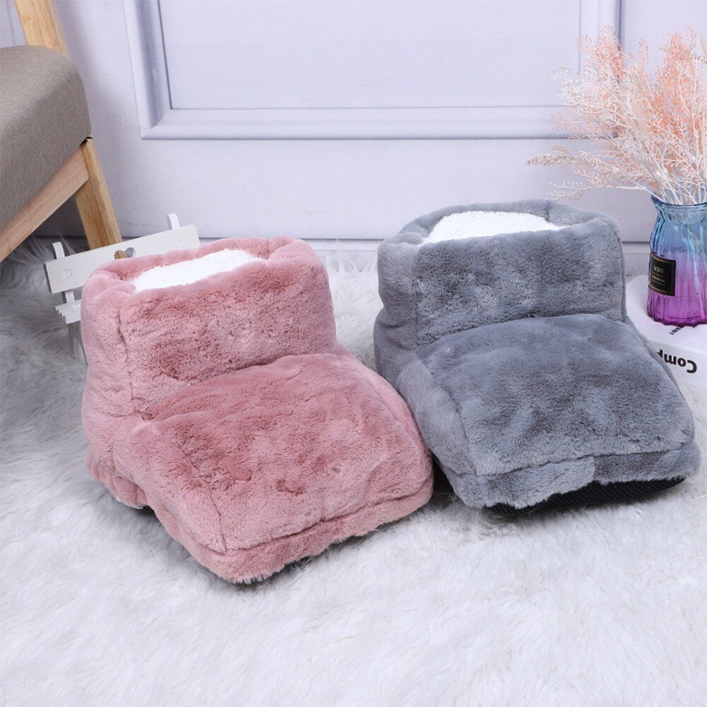 Scarpe scaldapiedi riscaldate elettriche rosa ricarica USB stivali da neve in peluche invernali pantofole riscaldanti per telecamera da letto domestica per donna uomo