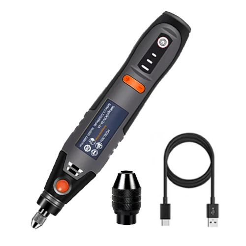 USB Cordless Drill Tool Dremel Drill Engraving Pen Electric 3-Speed Mini Handheld Wireless Drilling Rig Accessory Set: Orange/Black