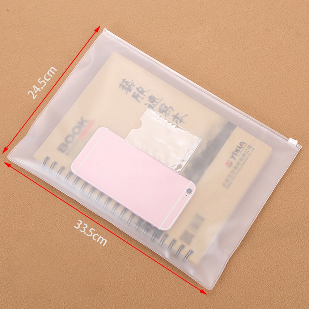 A4 Document Slider Bags File Bag Envelope Folders For Office Clear Waterproof: Horizontal