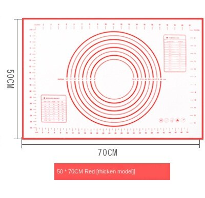 Silicone Baking Mat Kneading Mat Pizza Dough Maker Pastry Kitchen Gadgets Cooking Tools Utensils Bakeware Kneading Accessories: Thicker Red 50x70cm