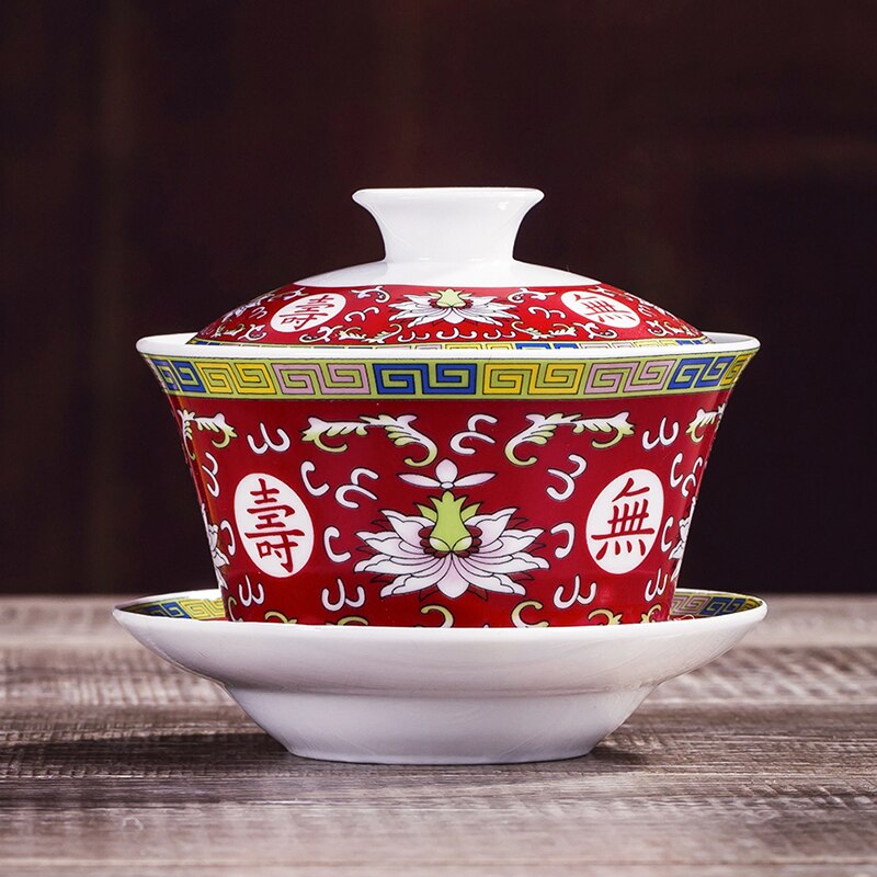 Jingdezhen Gaiwan Porzellan Keramik Tee Schüssel Untertasse Abdeckung einstellen 240ml Meister Pu'er Tasse Teegeschirr Getränk Tee Terrine Container: J Stil