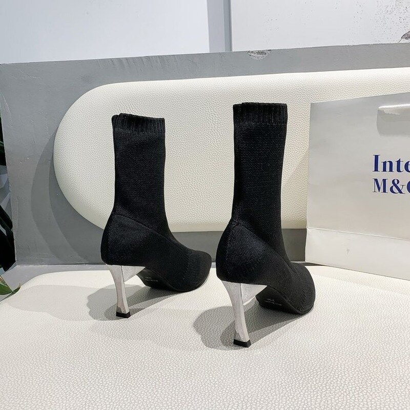 Mi-mollet bottes femmes bottes femmes chaussures à talons hauts bottes courtes troupeau Stretch chaussettes bottes automne hiver bottes