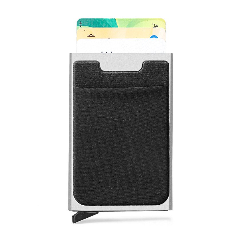 Pop Up Card Mannen Portemonnee Kleine Slanke Aluminium Metalen Portefeuilles Mini Secret Rfid Blocking Mannelijke Portemonnee Portemonnee walet: Silver black