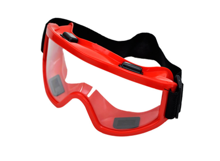 Gennemsigtige beskyttelsesbriller beskyttelsesbriller anti-stænk vindtæt arbejdssikkerhedsbriller til industriel forskning cykling: Rød ramme