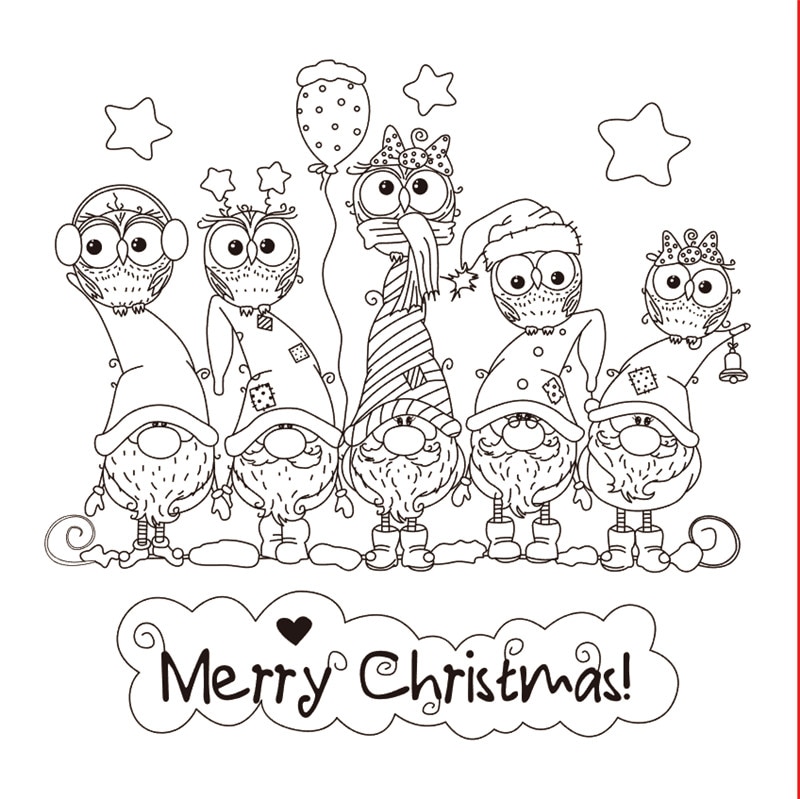 Timbres 5 gnomes chouette de noël | Timbres clairs transparents en Silicone, pour bricolage, scrapbooking, fabrication de cartes d'album photo 10x8