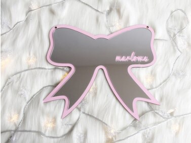Bricolage chambre d'enfants miroirs muraux décoratifs acrylique décor à la maison cadre en bois pépinière mignon dessin animé miroir Stickers muraux: Pink bow