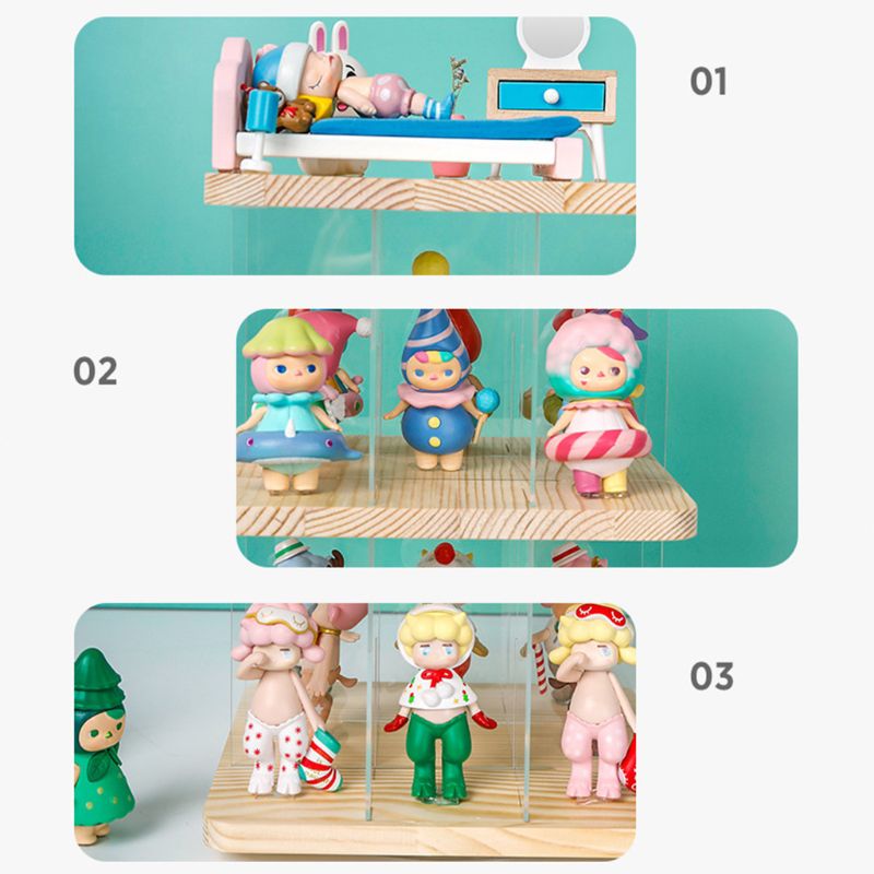 3-layer Acrylic Action Figures Display Stand Toy Model Showing Stand 360 Degree Rotating Storage Shelf for Dolls Model