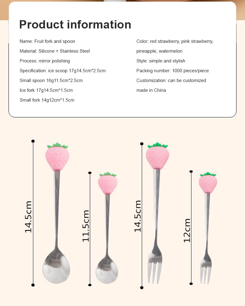 Mini Obst Muster Dessert Löffel Gabel Edelstahl Kaffee Rühren Löffel Langen Griff Eis Löffel Baby Küche Besteck