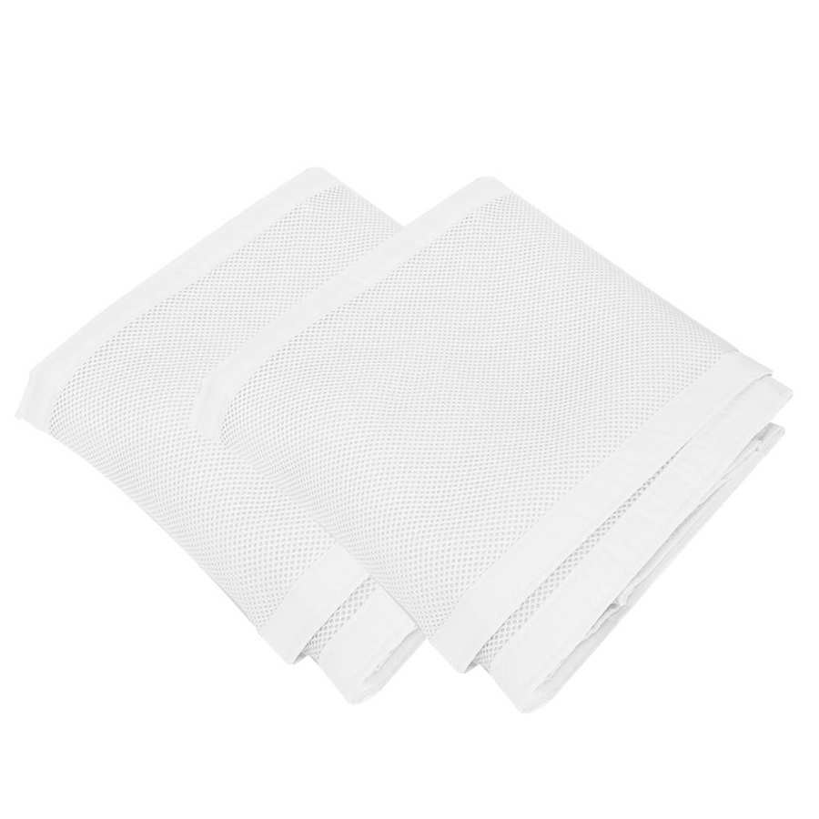 2 pçs respirável malha berço forro infantil berço pára-choques protetor de cama acessório do bebê protetor 4 lados berço forro: WHITE