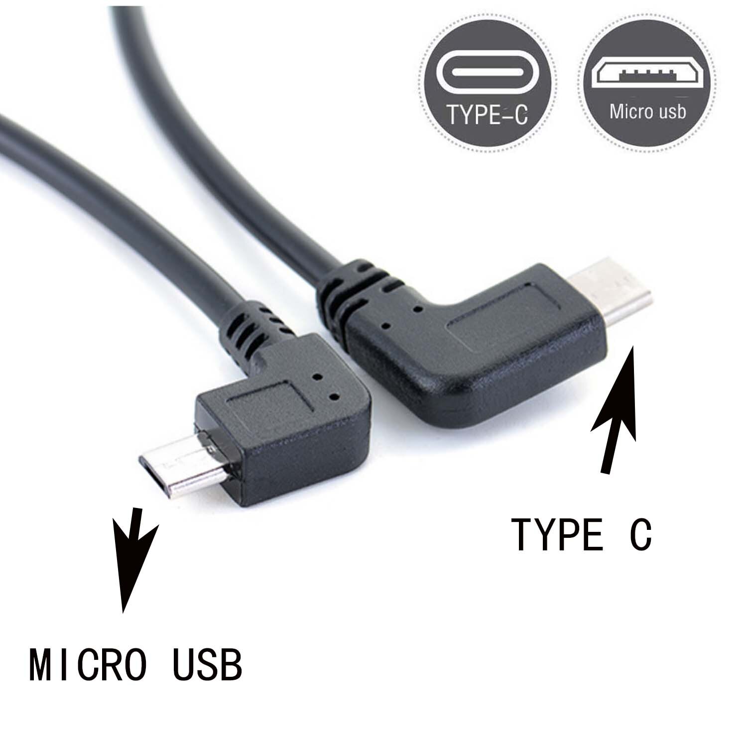 90 vinkel type c (usb-c) til micro usb sync charge otg oplader datakabel adapter