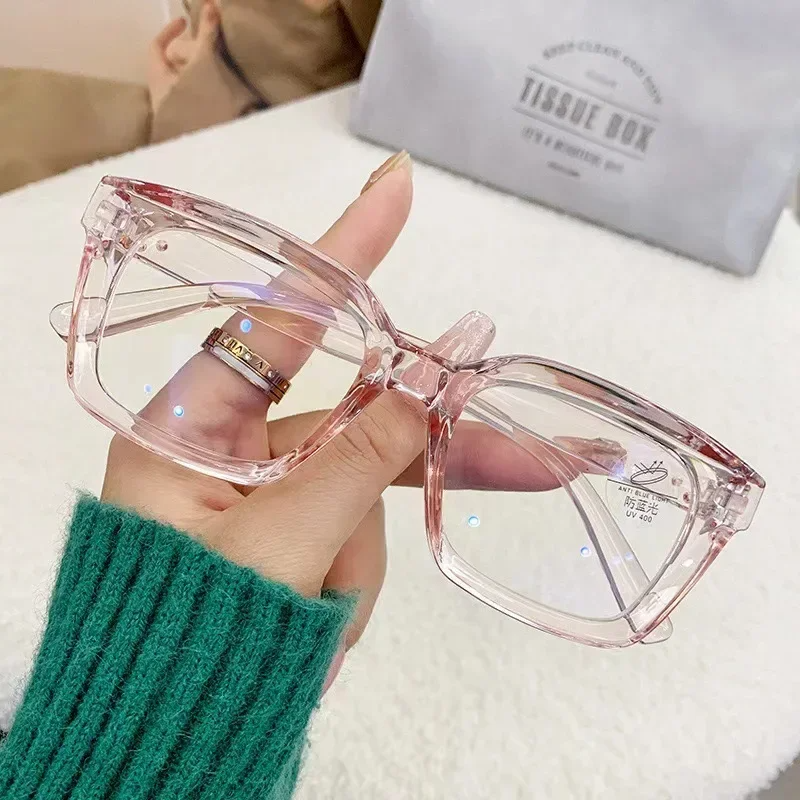 Gafas de protección contra luz azul para mujer, montura de gran tamaño, gafas Vintage, gafas de ordenador, montura completa, gafas transparentes de protección ocular: Rojo