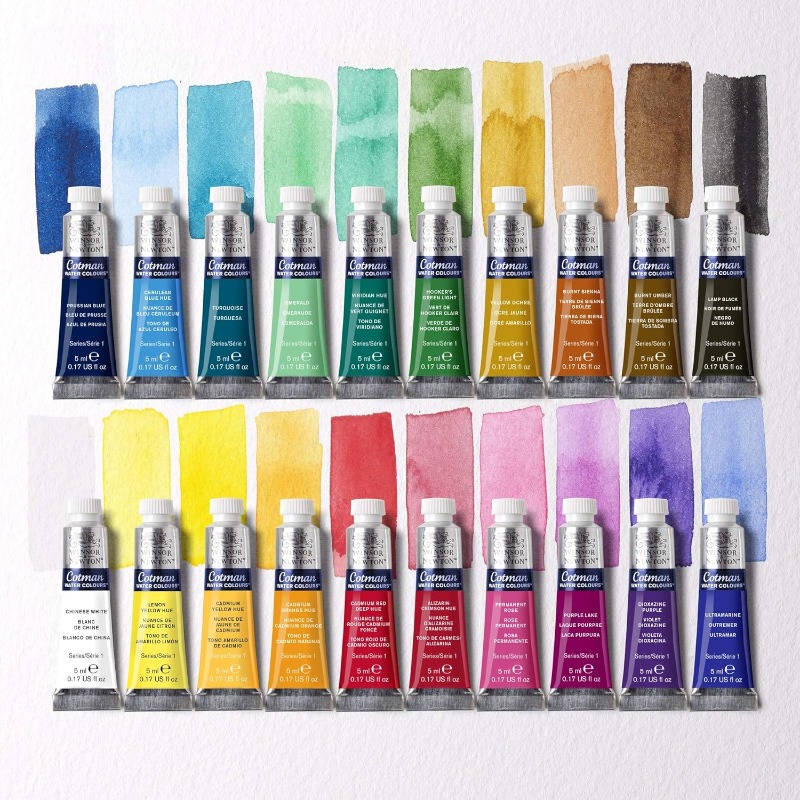 Winsor & Newton Cotman Juego de pintura de acuarela 10/20 colores, tubos de 5 ml (0,17 oz) Alta transparencia que proporcionan una excelente resistencia a la luz