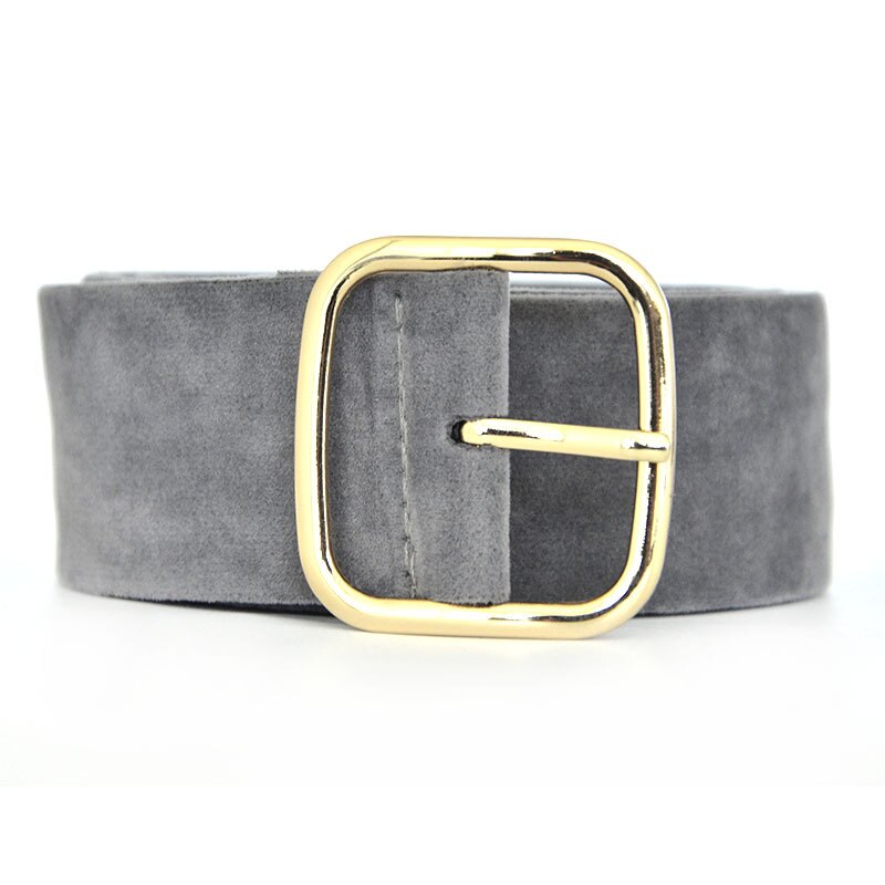 Brede Riem Vrouwelijke Jurk Riemen Versier Tailleband Gold Pin Gesp Fluwelen Riem Party Riem Zwart Flanel Vrouwen: Grijs