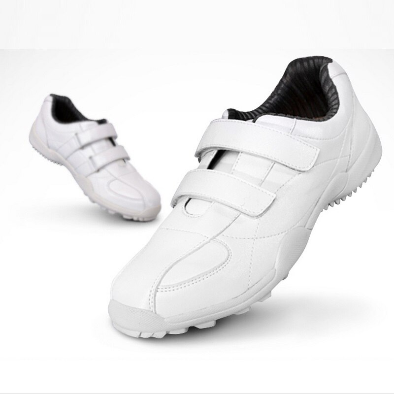 Women Golf Shoes Hook Loop Leather Breathable Sport Shoes Ladies Lightweight Anti-Skid Resistant Golf Sneakers AA10098