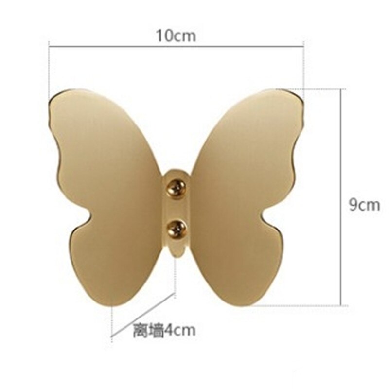 Fjäril mässing dräkt krok dörr väska krokar handdukshängare vägg tyg krokar koppar skåp möbler hårdvara badrumstillbehör