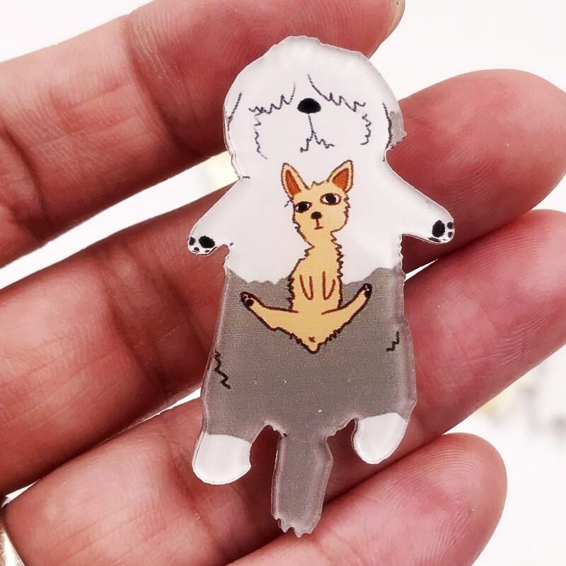 1Pcs Goede Acryl Pin Grappige Hond Kat Pictogram Broche Mooie Badge Decoratie Op Rugzak Kleding Sjaal Hoed Decoratie op Zak: Transparant