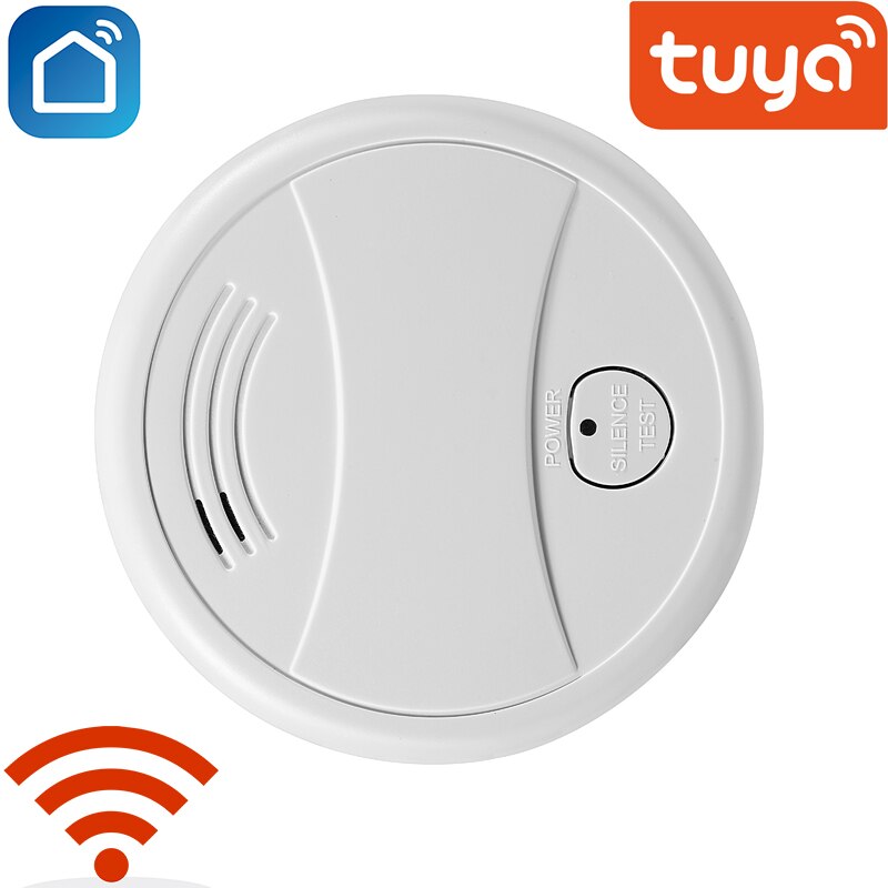 Tuya WIFI Smoke Detector Fire Protection Alarm Sensor Independent Wireless Battery Operated Smart Life Push Alert Home Security: Default Title